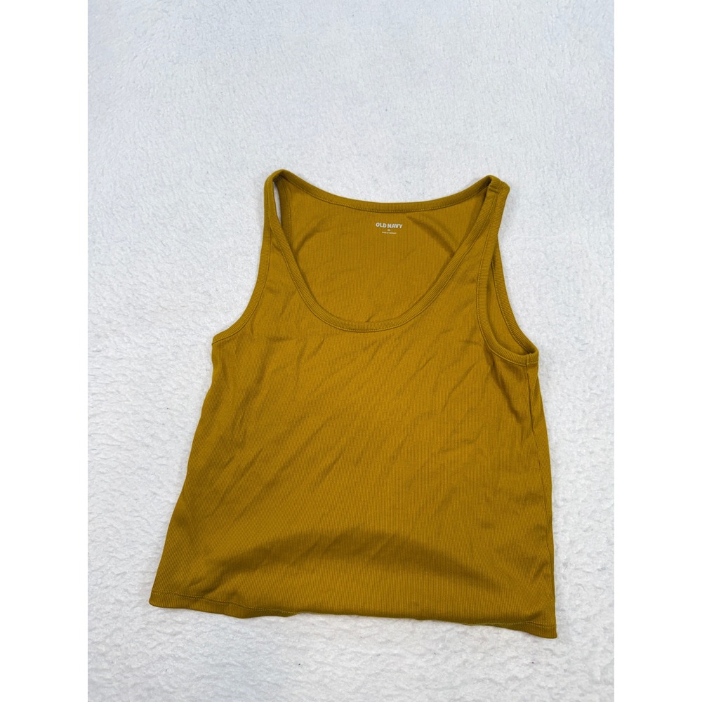 Old Navy Womens XL Mustard Yellow Ribbed Scoop Neck Tank Top Sleeveless Shirt